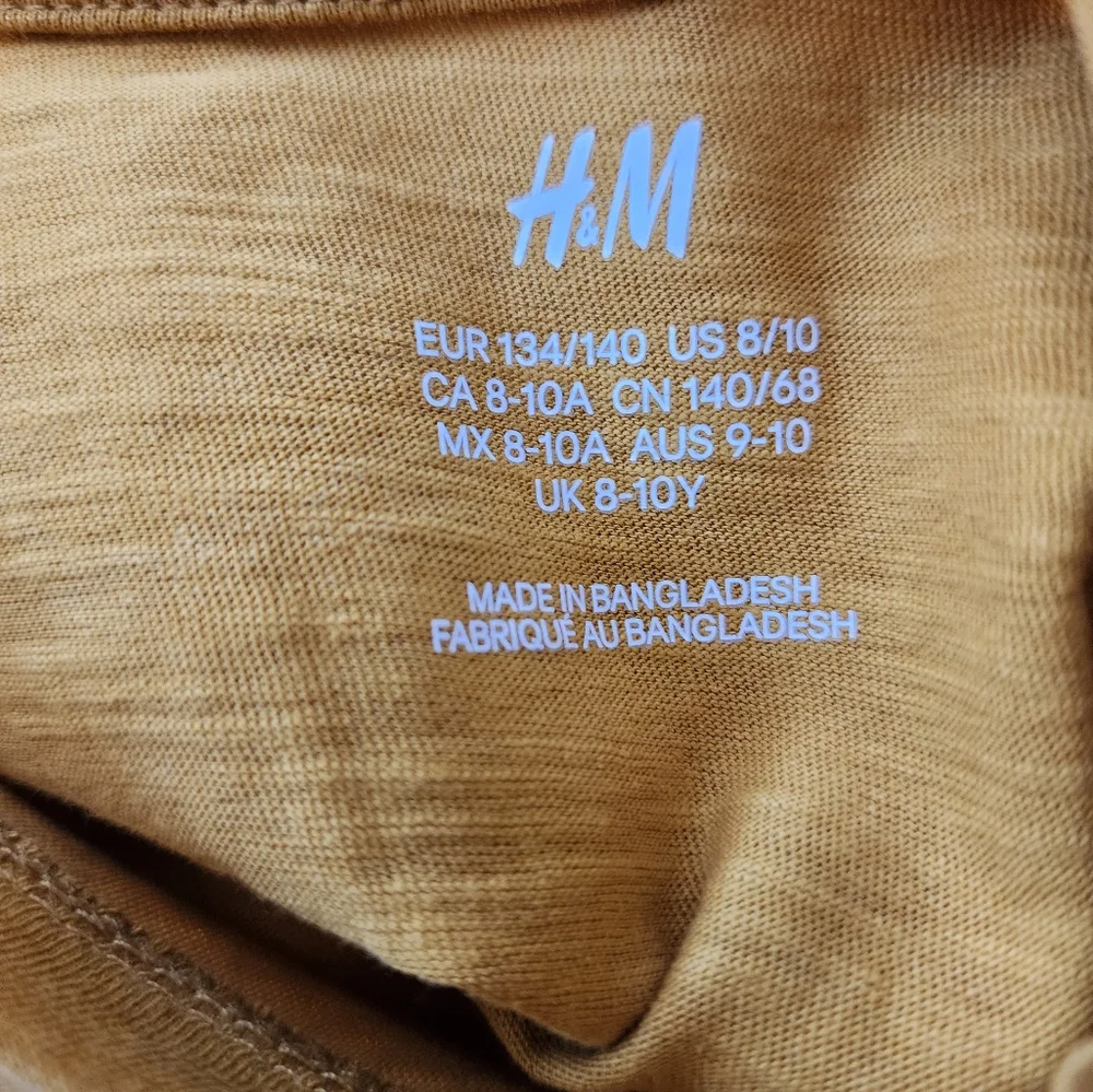 H&M Mustard Cotton Long Sleeve Henley Size 8-10 Y - Picture 4 of 5